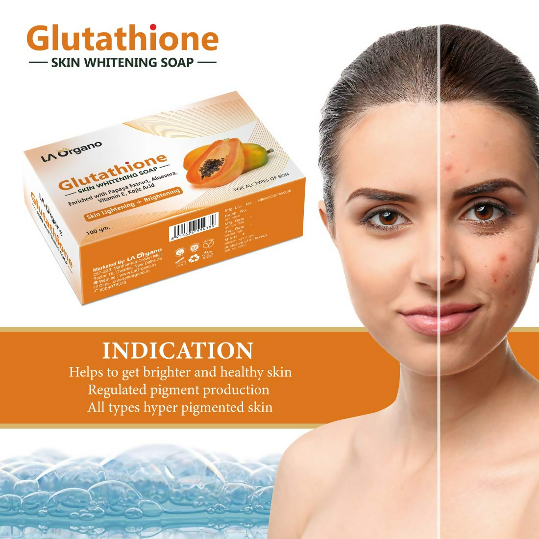 LA Organo Glutathione Papaya Soap and Papaya Cream Combo