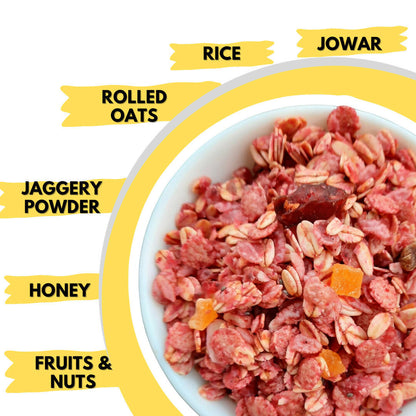 Born Reborn Strawberry Oats & Millets Muesli with Honey and Jaggery