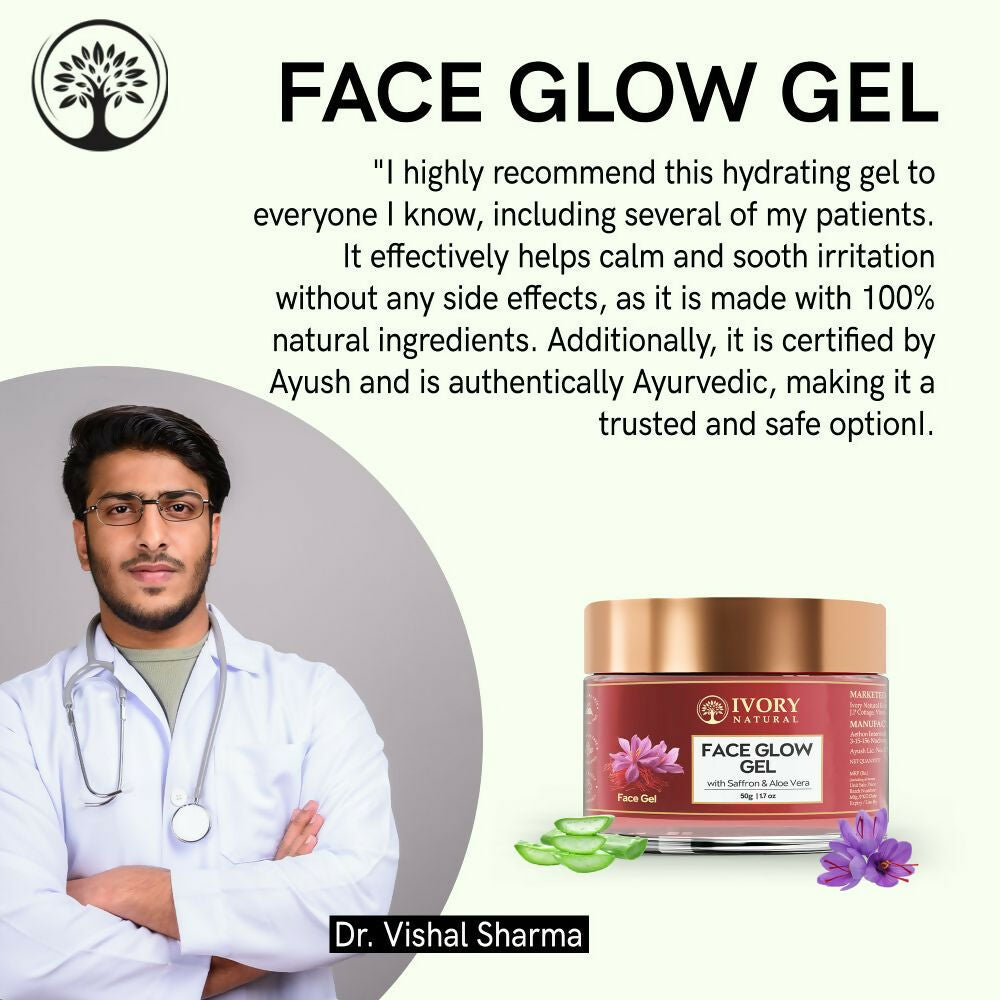 Ivory Natural Face Glow Gel For Instant Glow And Timeless Radiance, Achieve Glowing And Shiny Face