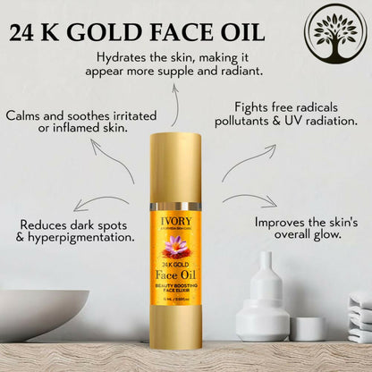 Ivory Natural 24K Gold Face Polish Oil For Luxurious Exfoliating And Rejuvenating Skincare