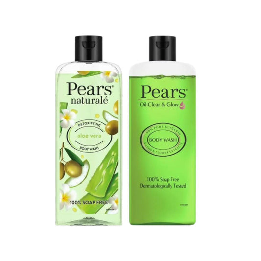 Pears Oil Clear & Glow And Naturale Detoxifying Aloevera Body Wash Combo - BUDNEN