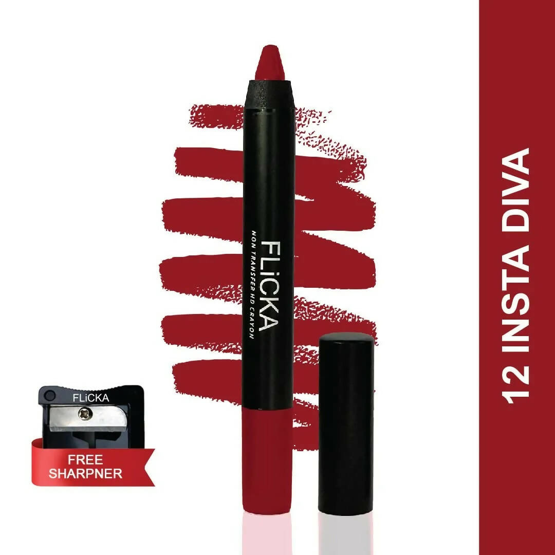 FLiCKA Lasting Lipsence Crayon Lipstick 12 Insta Diva - Light Red