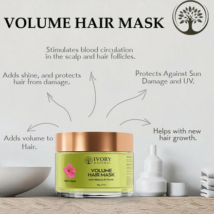 Ivory Natural Hair Volume Mask - Hair Volume And Length For Both Men & Women