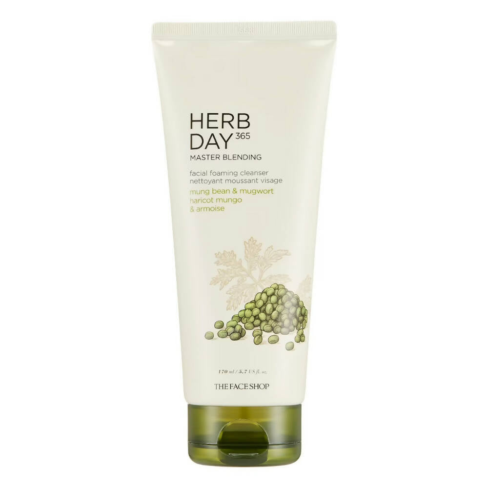 The Face Shop Herb Day 365 Master Blending Foaming Cleanser-Mungbean & Mugwort - BUDNEN