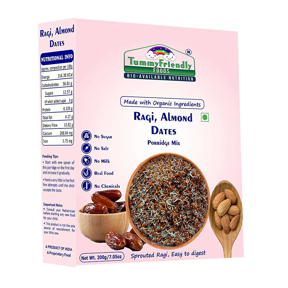 TummyFriendly Foods Organic Sprouted Ragi, Almonds, Dates Porridge Mix