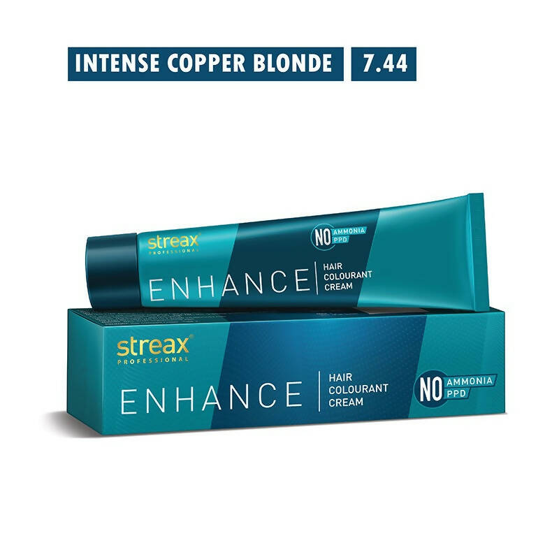 Streax Professional Enhance Hair Colourant - Intense Copper Blonde 7.44