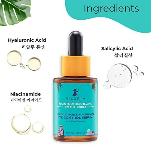 Pilgrim 2% Salicylic Acid + 3% Niacinamide Oil Control Serum For Oily & Acne-Prone Skin - Korean Skin Care