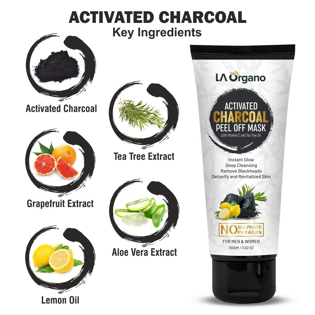 LA Organo Blackhead Remover Activated Charcoal Peel Off Mask