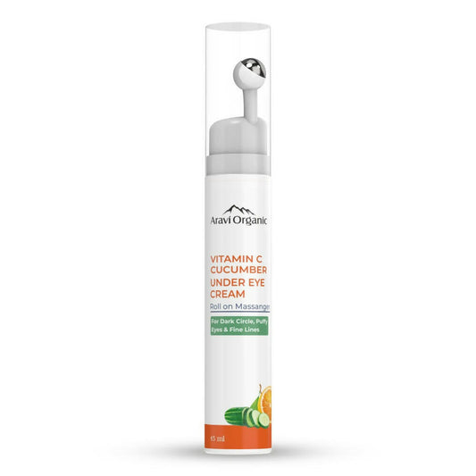 Aravi Organic Vitamin C & Cucumber Under Eye Cream Gel Roll on Massager - usa canada australia