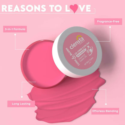 Clensta Lip Cheek Tint - Pink Forever, with Goodness of Vitamin E & Castor Oil