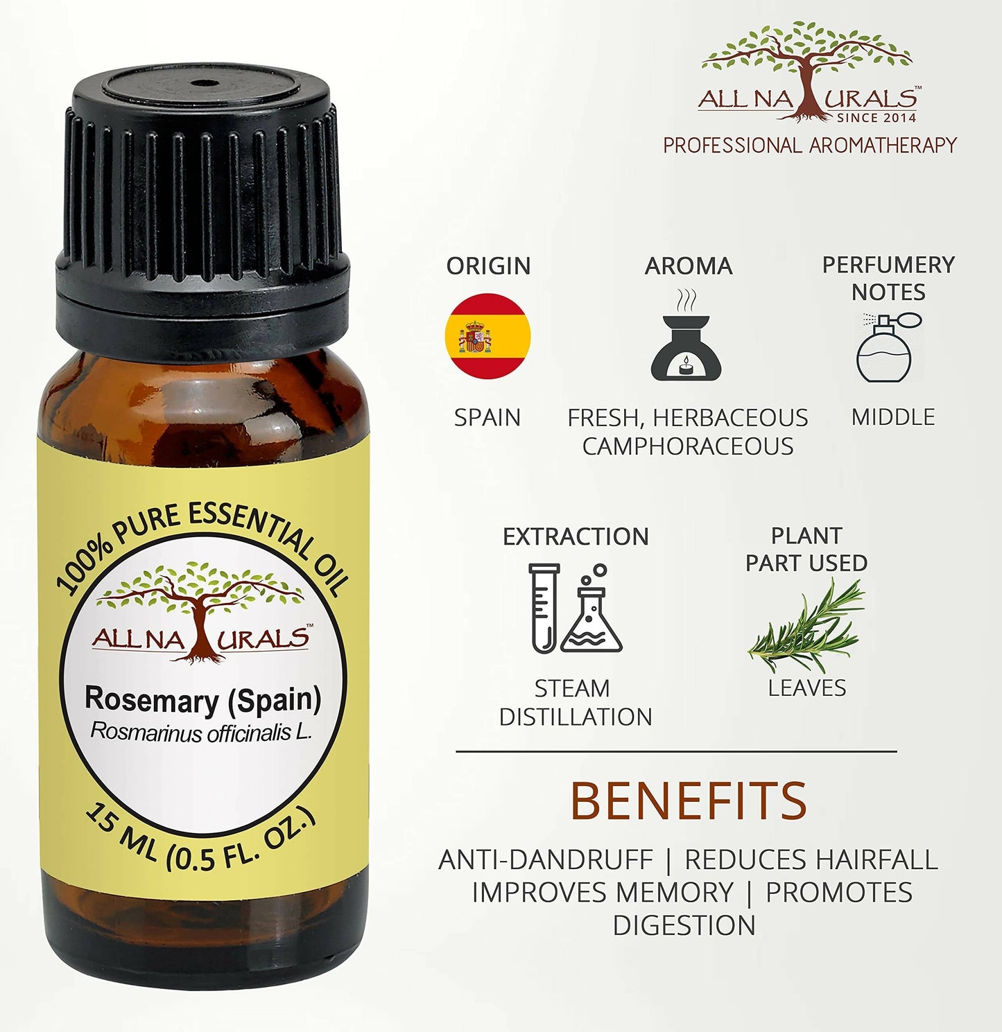 All Naturals Rosemary Spain Essential Oil