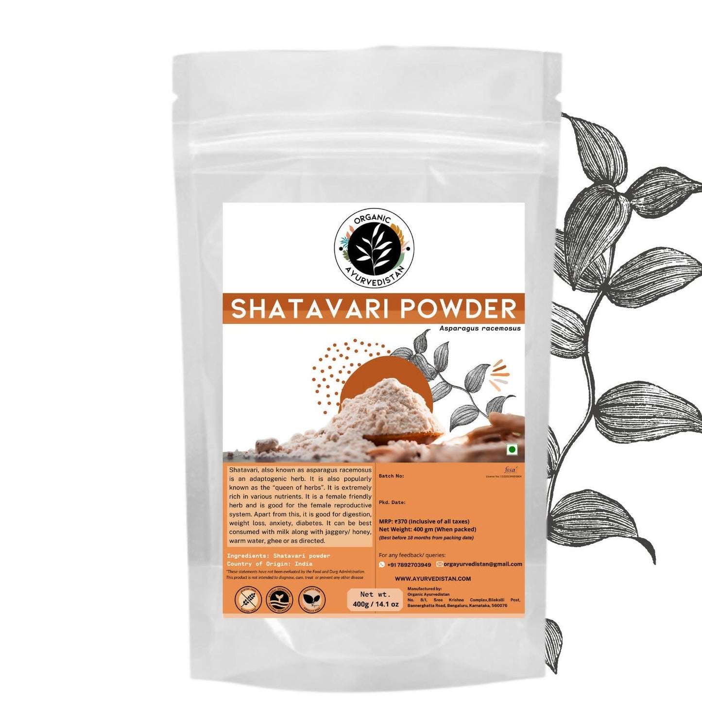Organic AyurveBUDNEn Shatavari Powder - BUDNE