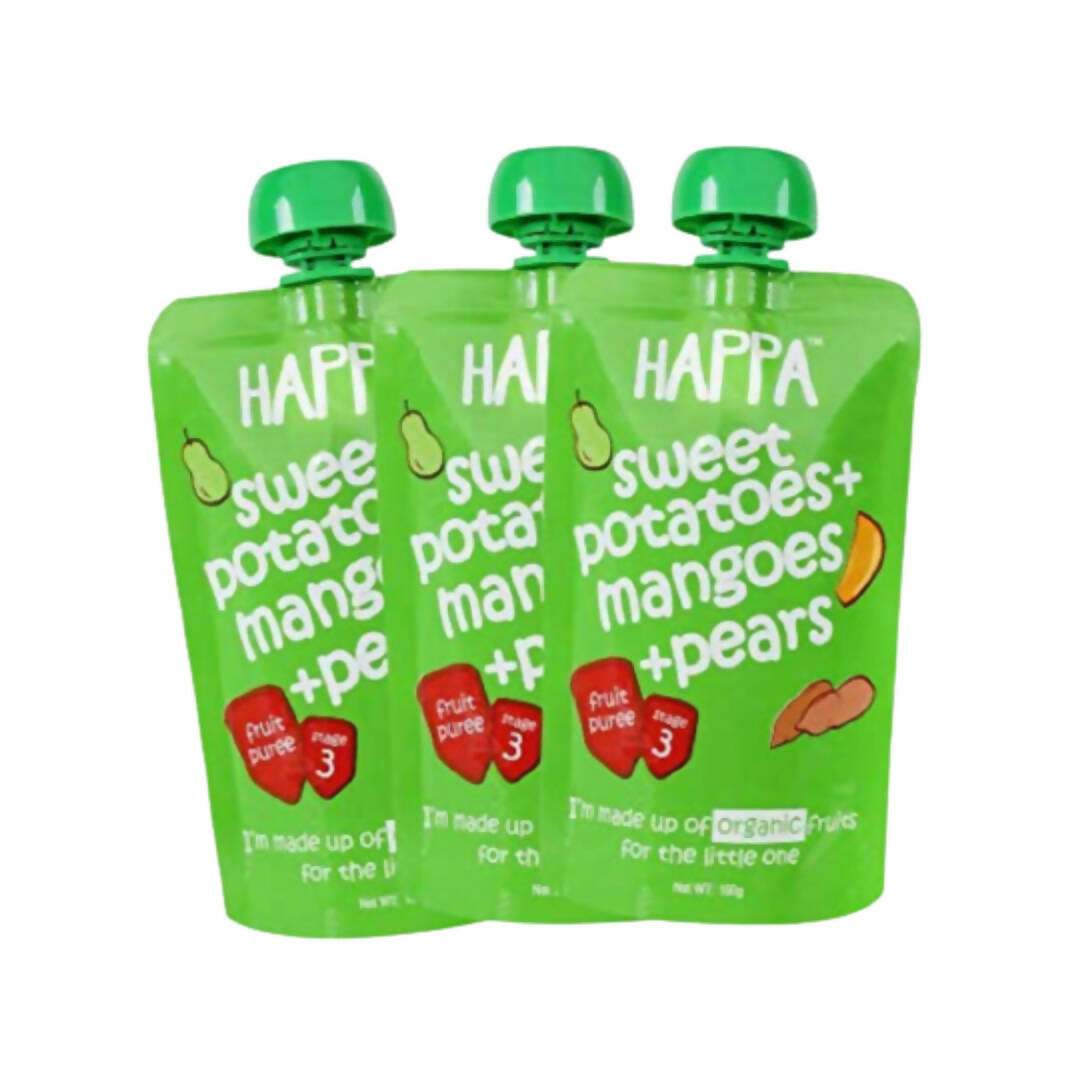 Happa Organic Food, Fruit Puree (Sweet Potatoes+Mangoes+Pears) -  USA, Australia, Canada 