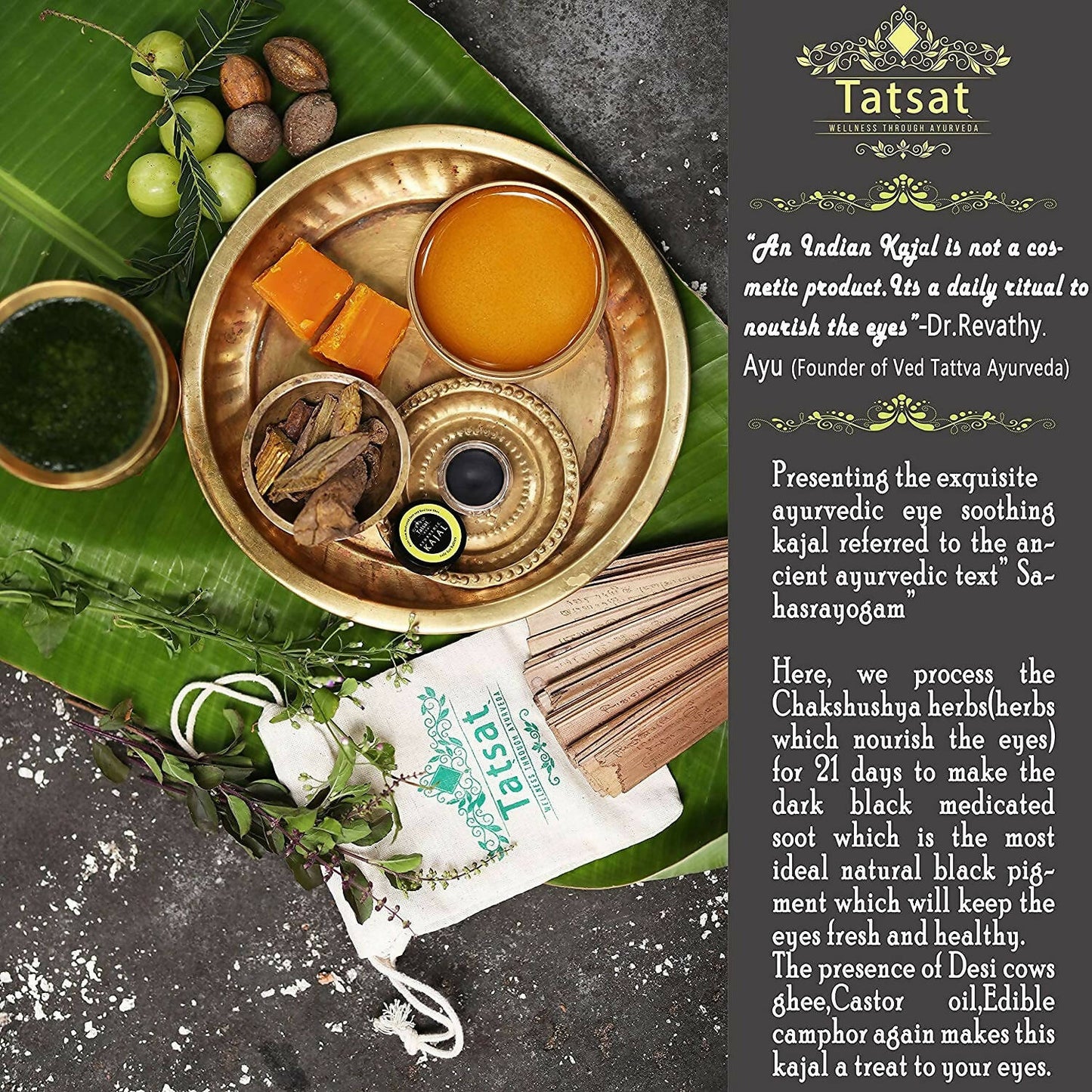Tatsat 100% Natural Certified Ayurvedic Baby Kajal With Pure Herbs