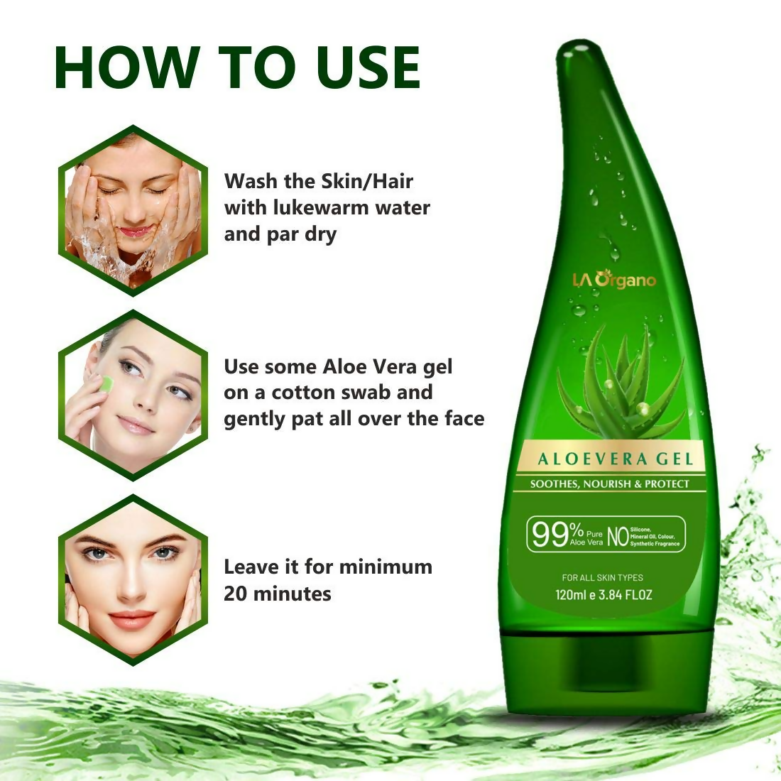 LA Organo Aloe Vera Gel for Face & Hair Moisturization and Papaya Skin Whitening Cream Combo