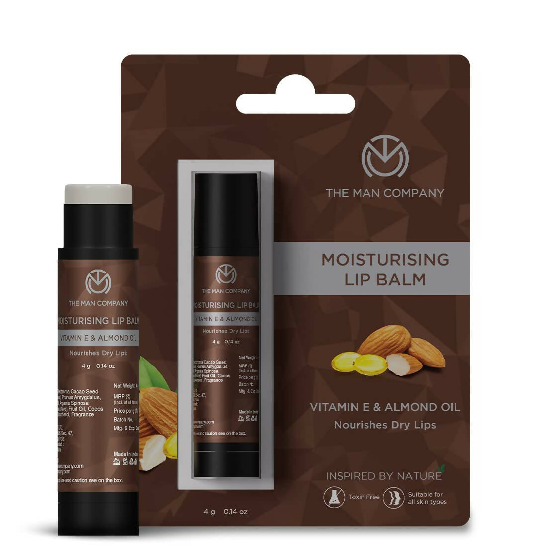 The Man Company Moisturising Lip Balm with Vitamin E, Almond Oil - BUDNEN