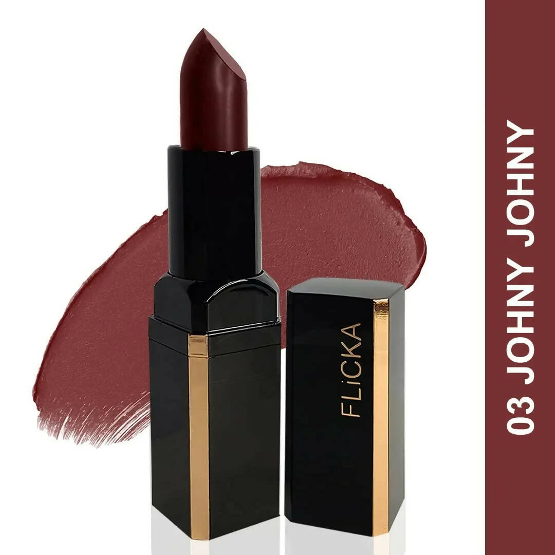 FLiCKA Lip Poetry Matte Lipstick Shade 03 Johny - Deep Maroon