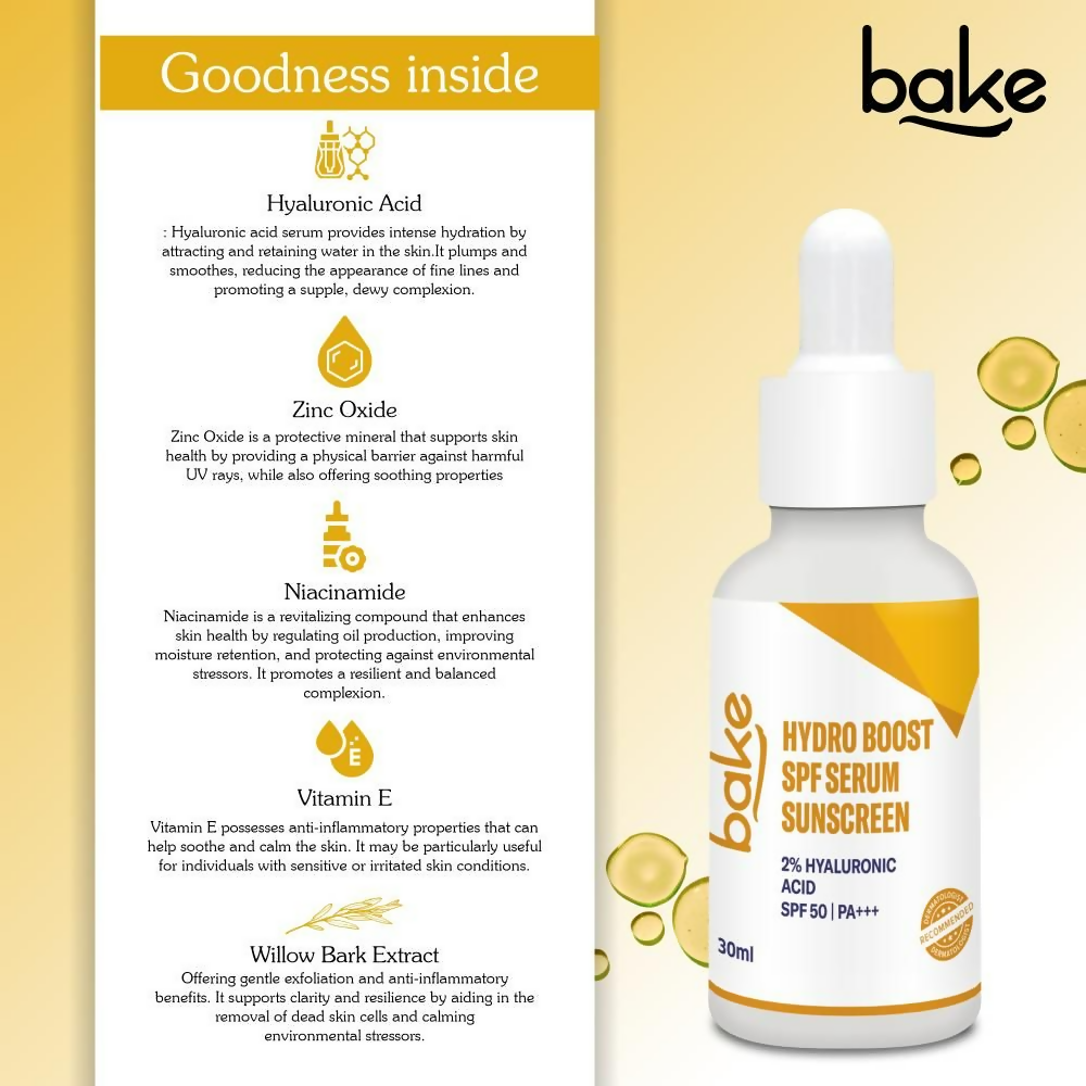 Bake 2% Hyaluronic Acid Hydro Boost Sunscreen Serum Spf 50 Pa+++