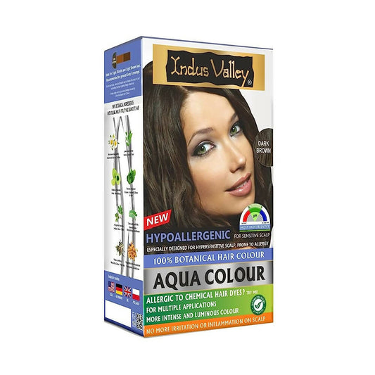 Indus Valley Botanical Hypo Allergic Aqua Color For Hair- Dark Brown - BUDNE