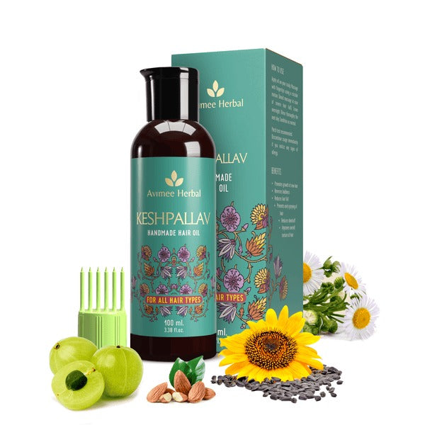 Avimee Herbal Keshpallav Hair Oil For Hair Growth With Amla, Castor, Rosemary & Bringraj Oil