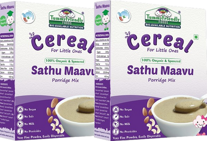 TummyFriendly Foods Organic Sprouted Sathu Maavu Porridge Mix ,Made of Sprouted Ragi, Whole Grains, Pulses & Nuts