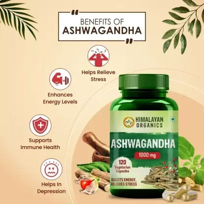 Himalayan Organics Ashwagandha 1000 mg Vegetarian Capsules