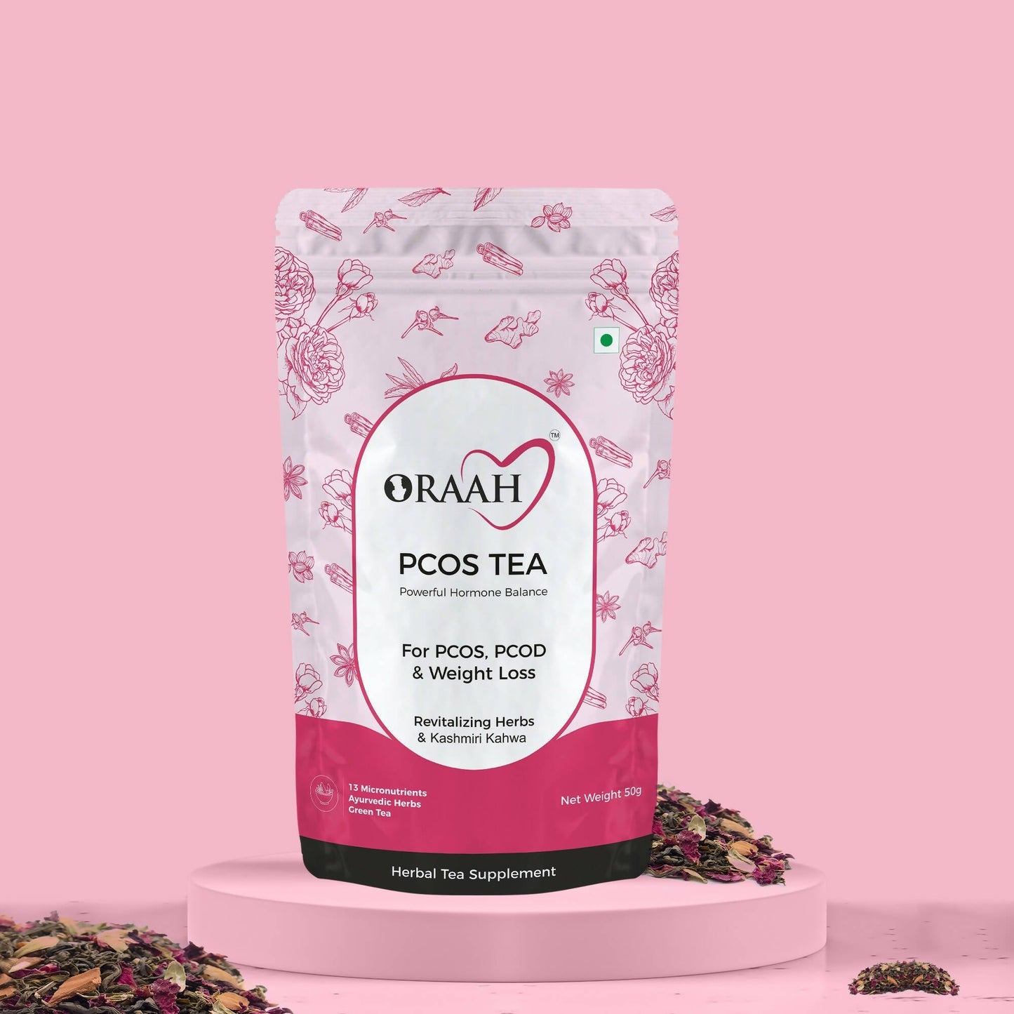 Oraah PCOS PCOD Care Combo (Kahwa Tea, Hair Removal Cream & Intimate Wipes)