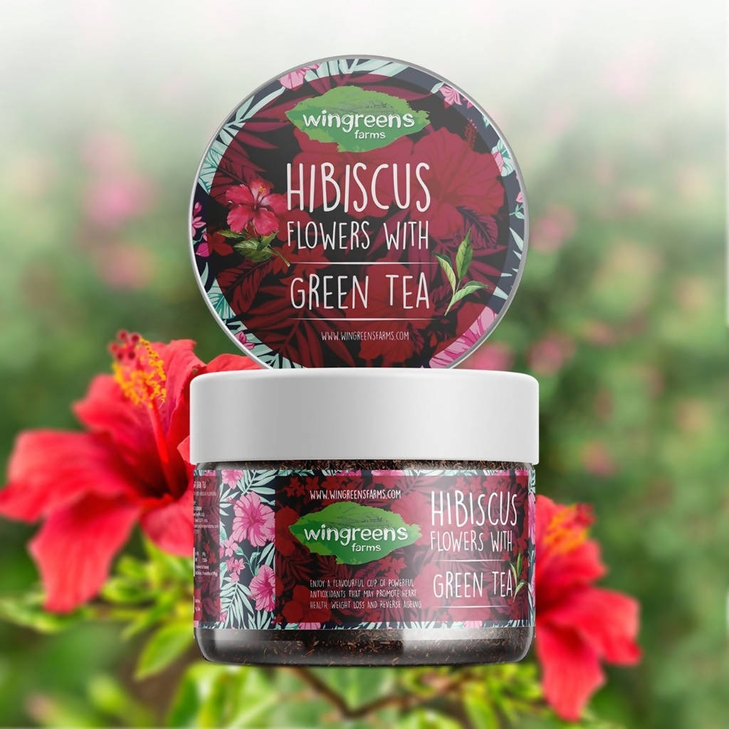 Wingreens Farms Hibiscus Flowers With Green Tea