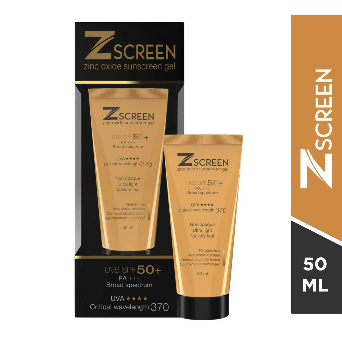 Zscreen Zinc Oxide Sunscreen Gel UVA/UVB Protection SPF 50+ PA+++