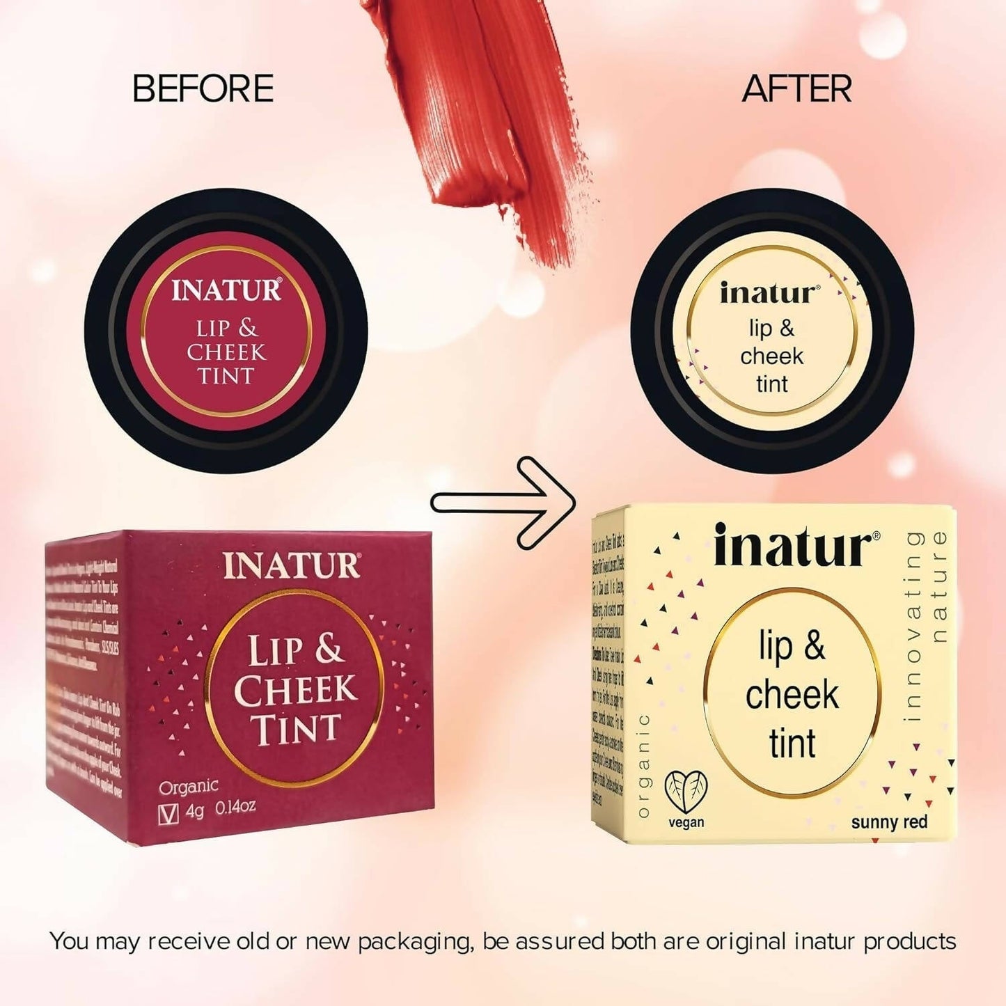 Inatur Lip and Cheek Tint Sunny Red