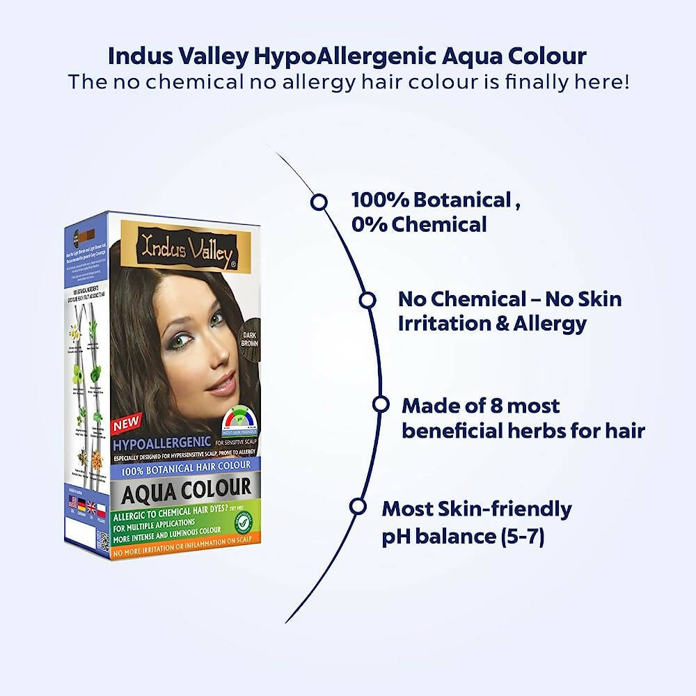 Indus Valley Botanical Hypo Allergic Aqua Color For Hair- Dark Brown