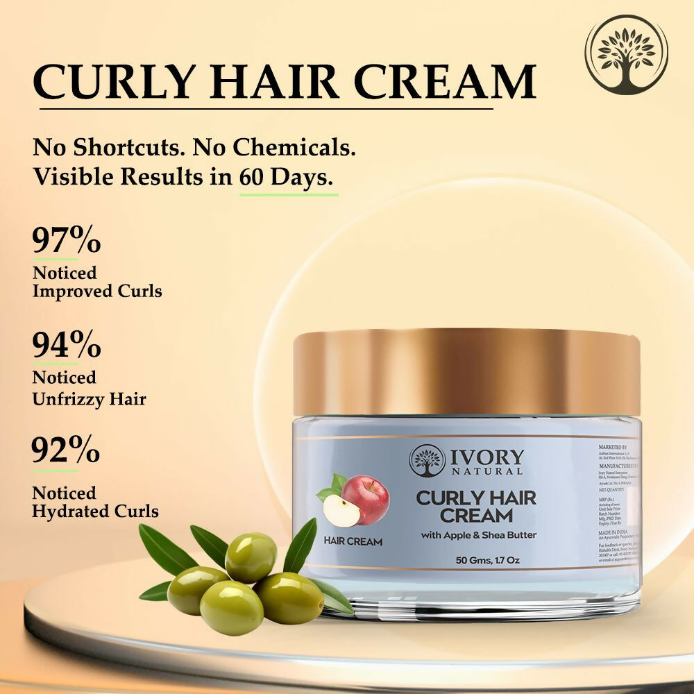 Ivory Natural Curly Hair Cream - Bouncy, Shiny, Humidity-Resistant Curls Hair