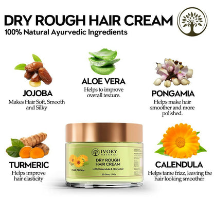 Ivory Natural Dry Frizzy Hair Cream - Detangles Hair, Manages Frizz And Scalp Dryness