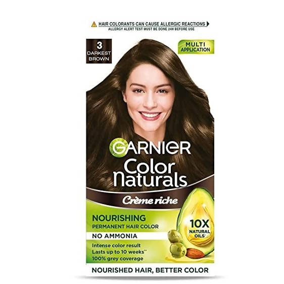 Garnier Color Naturals Creme Riche Hair Color, Shade 3 Darkest Brown - BUDNE