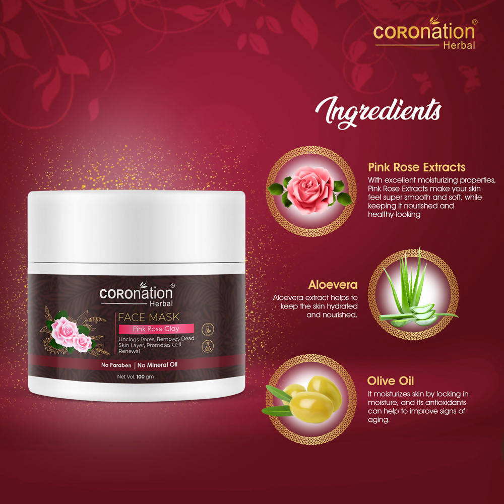 Coronation Herbal Pink Rose Clay Face Mask