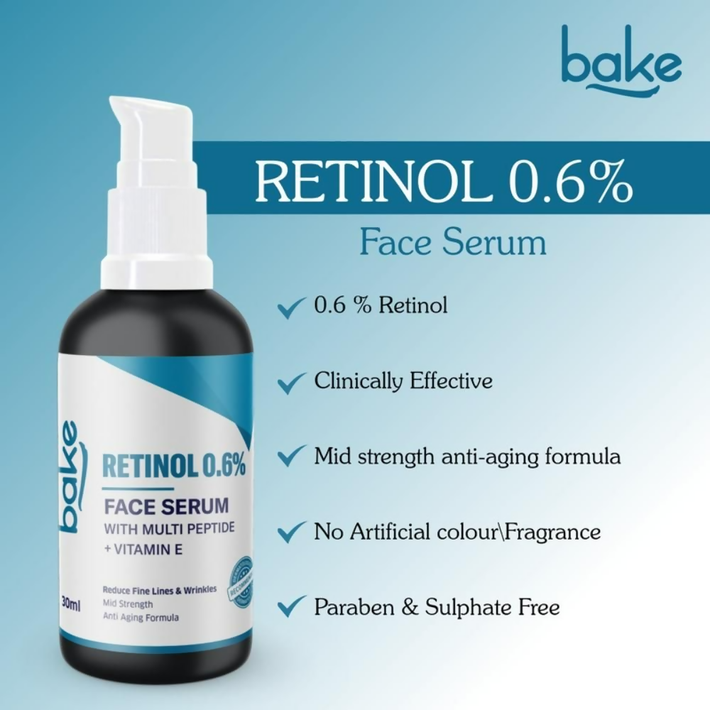 Bake 0.6% Retinol Mid Strength Face Serum With 2% Multi Peptide & Vitamin E