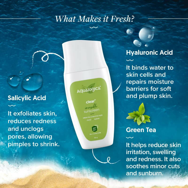 Aqualogica Clear+ Invisible Sunscreen with Green Tea & Salicylic Acid
