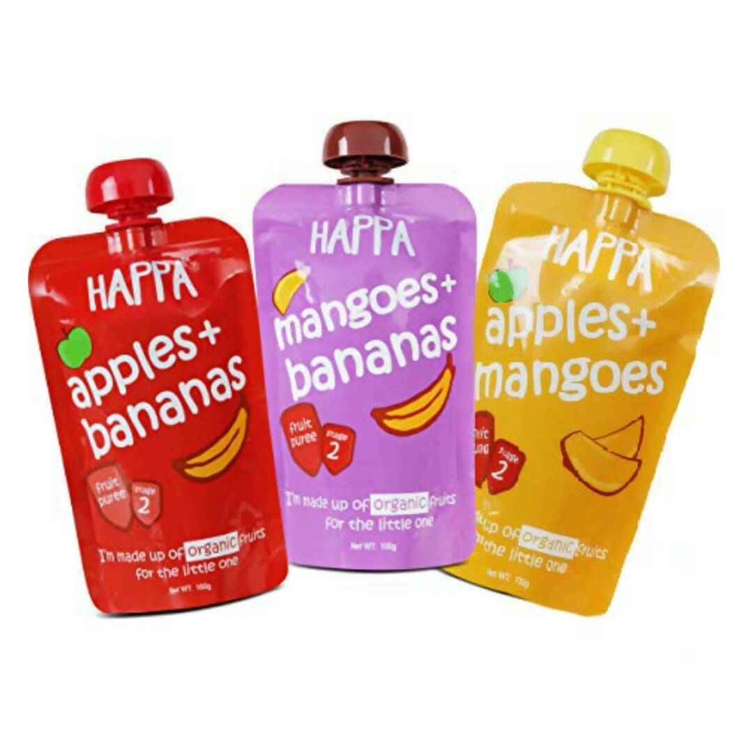 Happa Organic Food for Little one Fruit Puree Stage 2 Combo -  USA, Australia, Canada 