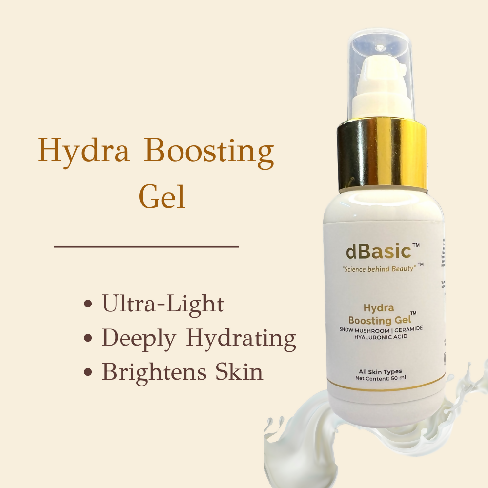 dBasic Hydra Boosting Gel, Lightweight Moisturizer with Snow Mushroom, Rice Water, Ceramides