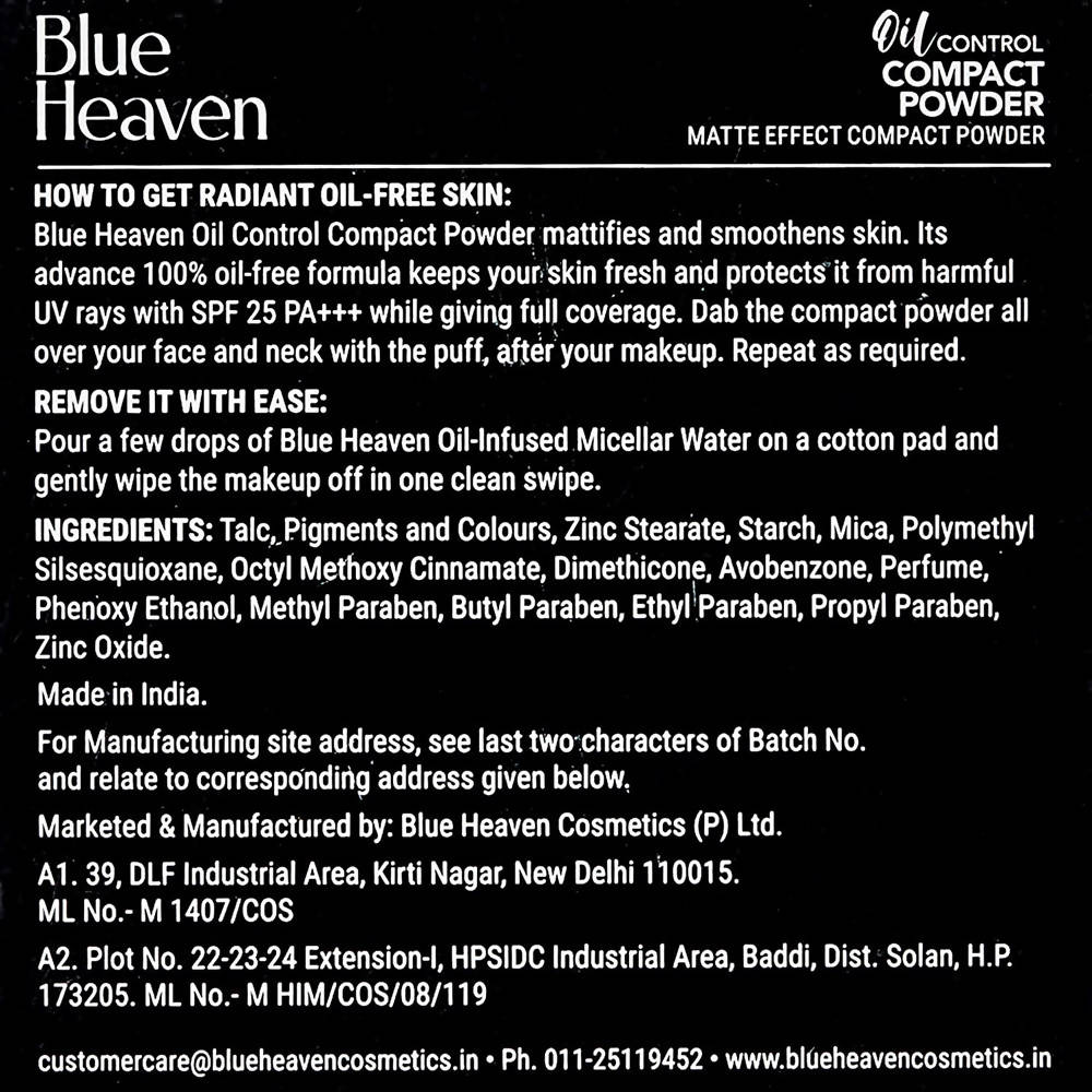 Blue Heaven Oil Control Compact Powder Matte Finish SPF 25 PA+++ Cream