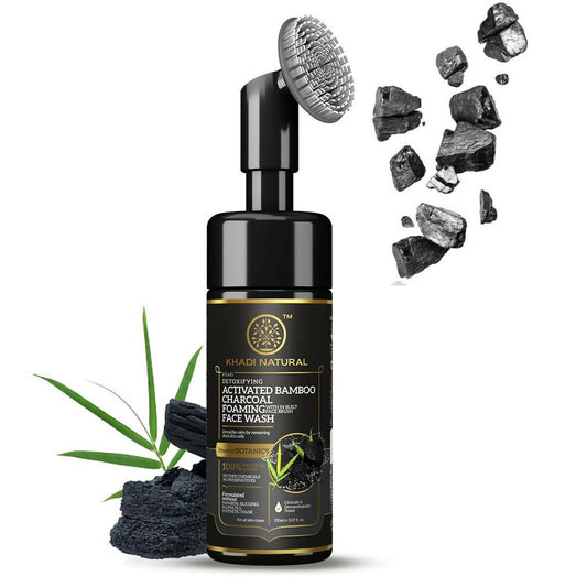 Khadi Natural Activated Bamboo Charcoal Foaming Face Wash With In- Built Face Brush - buy in USA, Australia, Canada