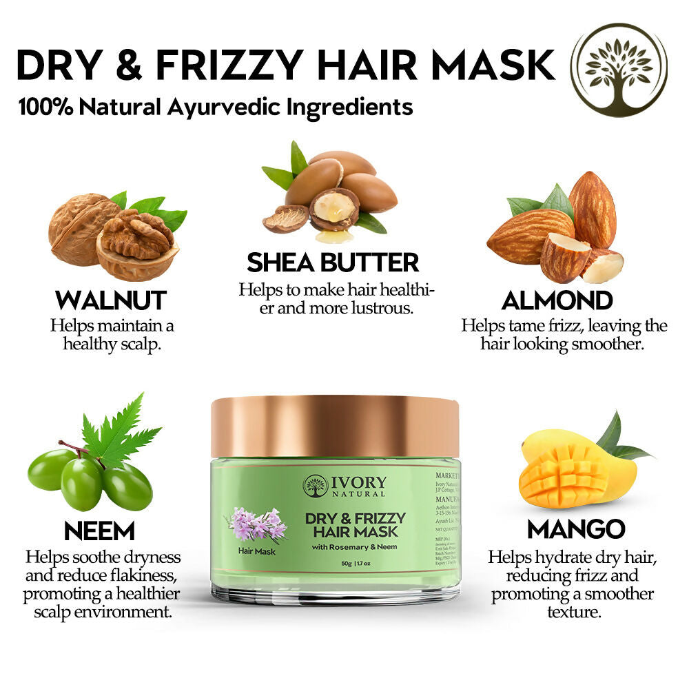 Ivory Natural Dry Rough Hair Mask For Smooths Hair, Frizz Reduction