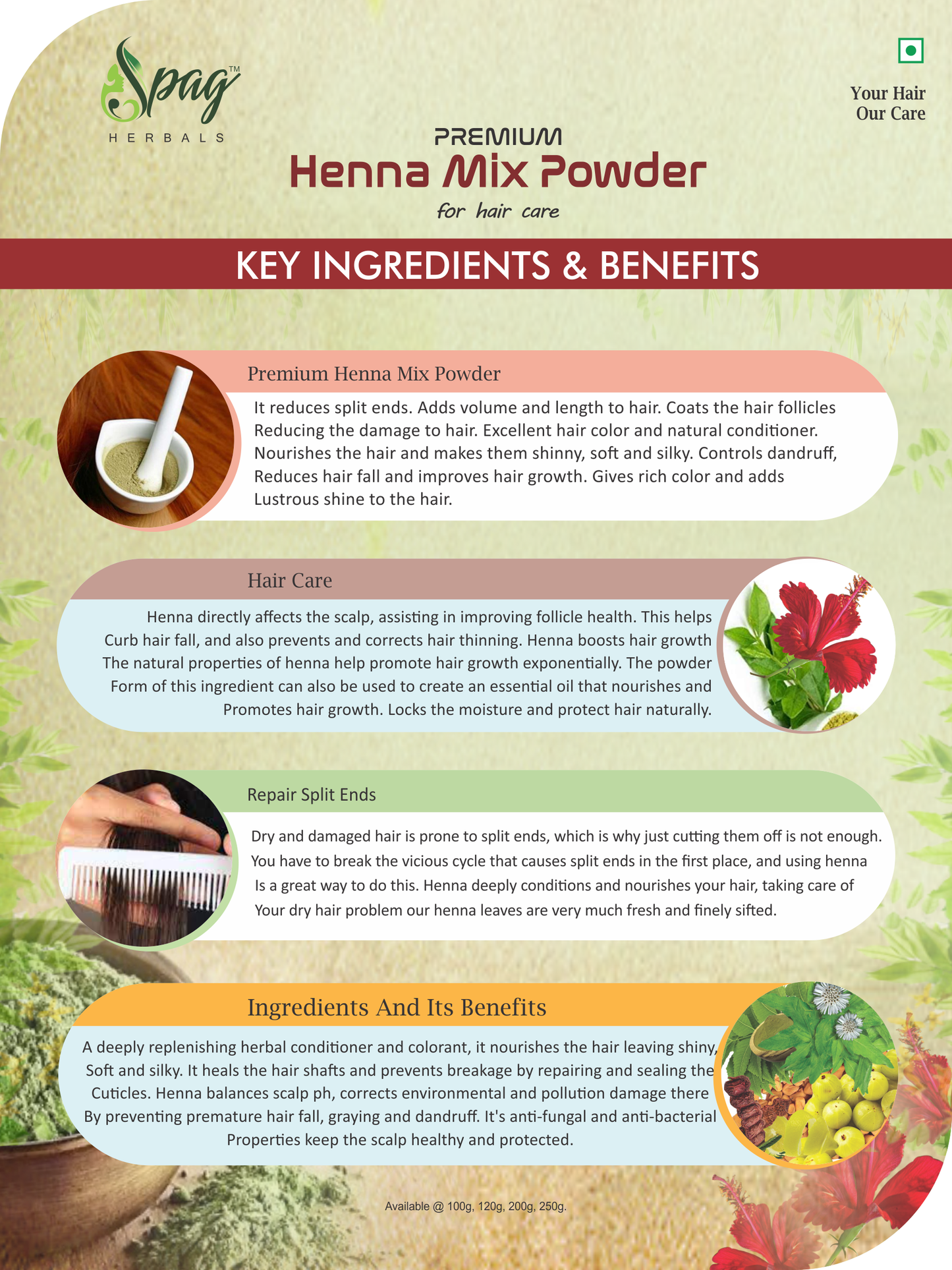 Spag Herbals Premium Henna Powder