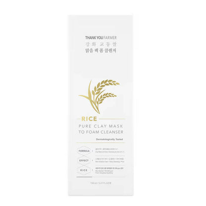 Thank You Farmer Rice Pure Clay Mask To Foam Cleanser