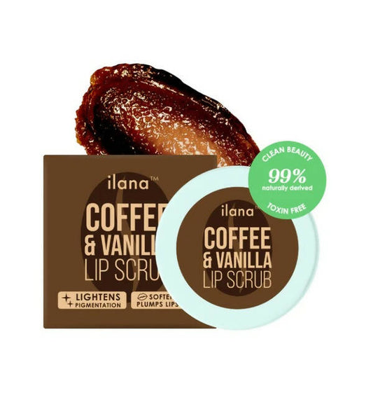 Ilana Lip Scrub - Brightening And Plumping Vegan Lip Exfoliator - Coffee & Vanilla - BUDNEN