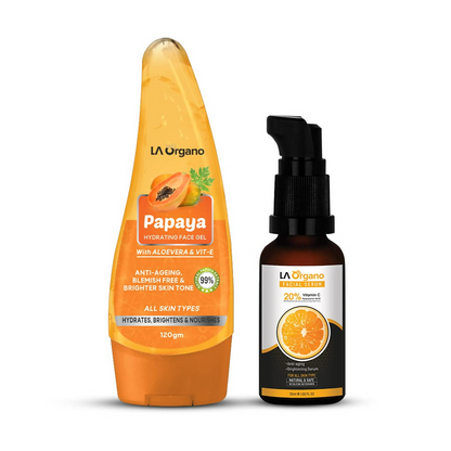 LA Organo Papaya Hydrating Face Gel with Alovera,Vit-E & Vitamin C Serum Combo