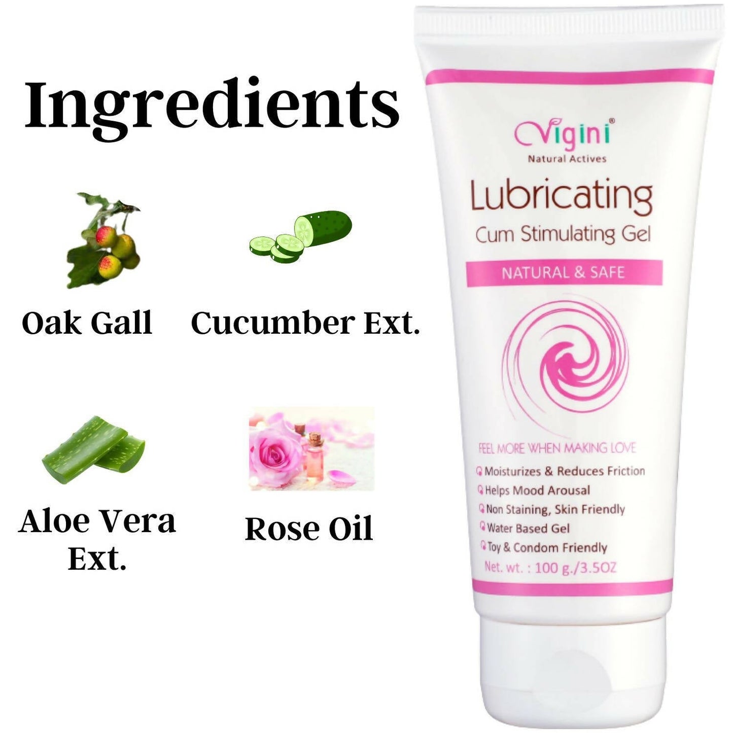 Vigini Natural Actives Vaginal Lubricant, Lubricating Cum Stimulating Lube Gel