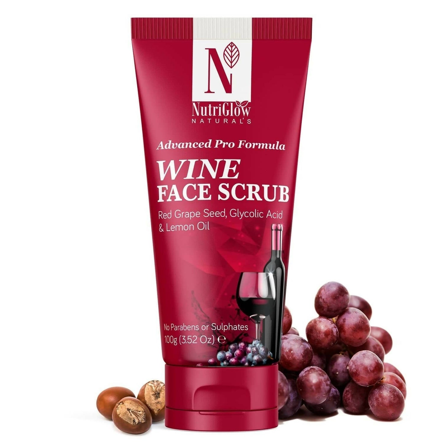 NutriGlow NATURAL'S Advanced Pro Formula Wine Face Scrub - BUDNEN