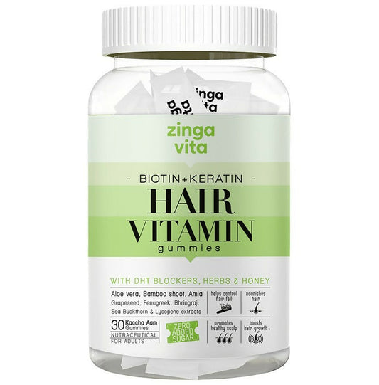 Zingavita Biotin + Keratin Hair Vitamin Kaccha Aam Gummies - BUDEN