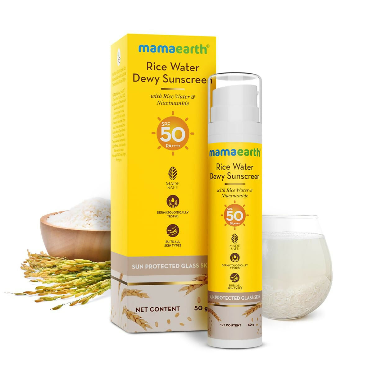 Mamaearth Rice Water Dewy Sunscreen with SPF 50